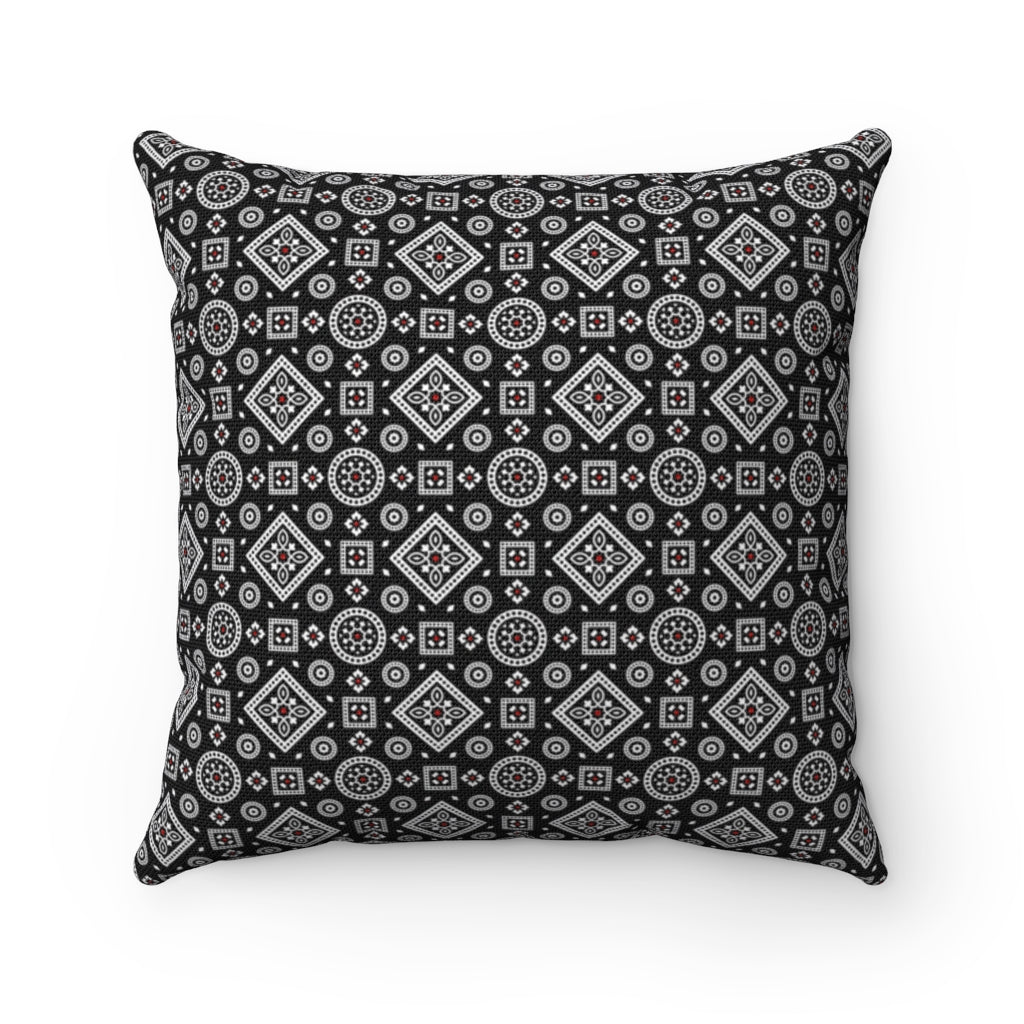 Ajrak Square Pillow - Black