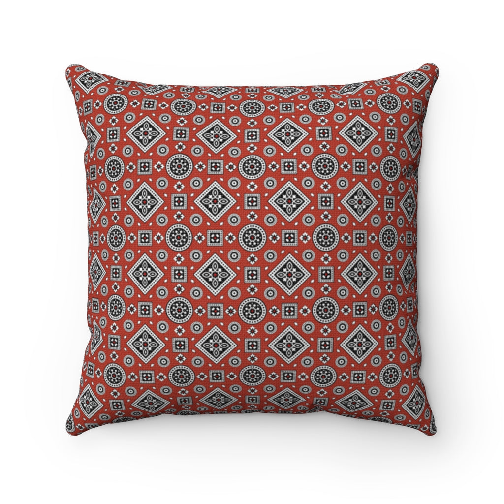 Ajrak Square Pillow - Red