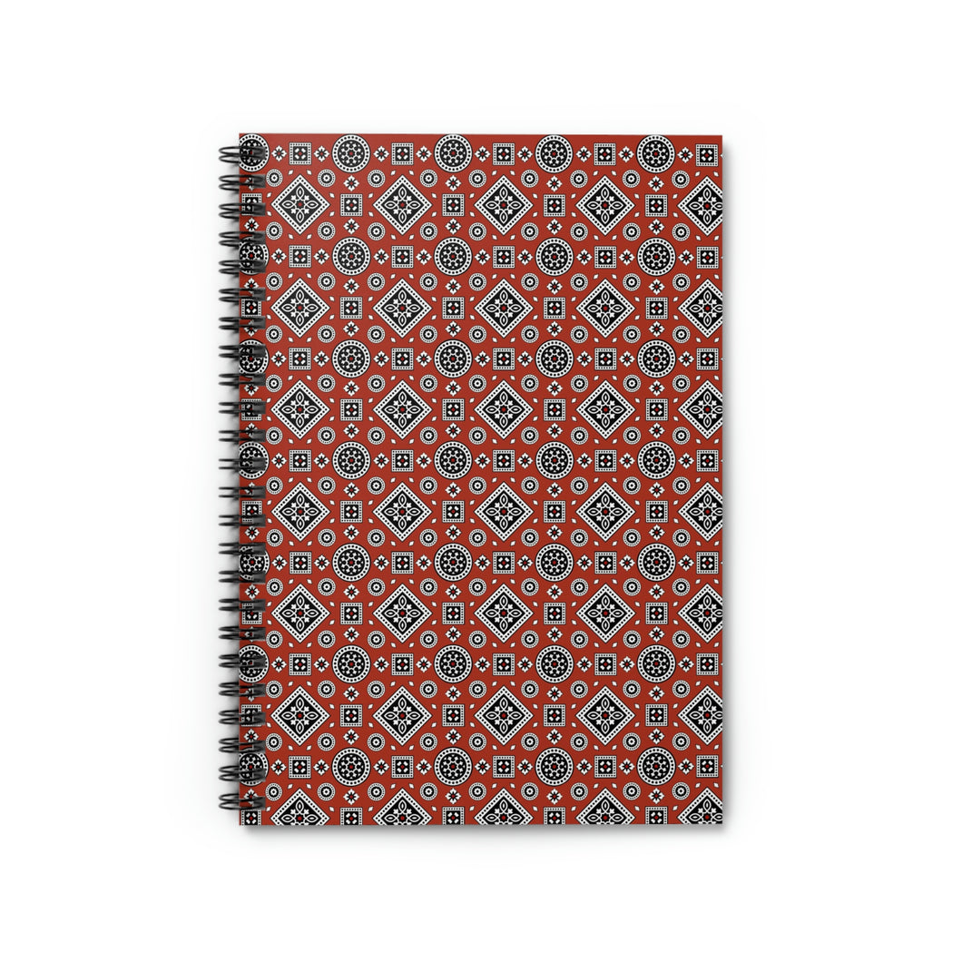 Red Ajrak Spiral Notebook